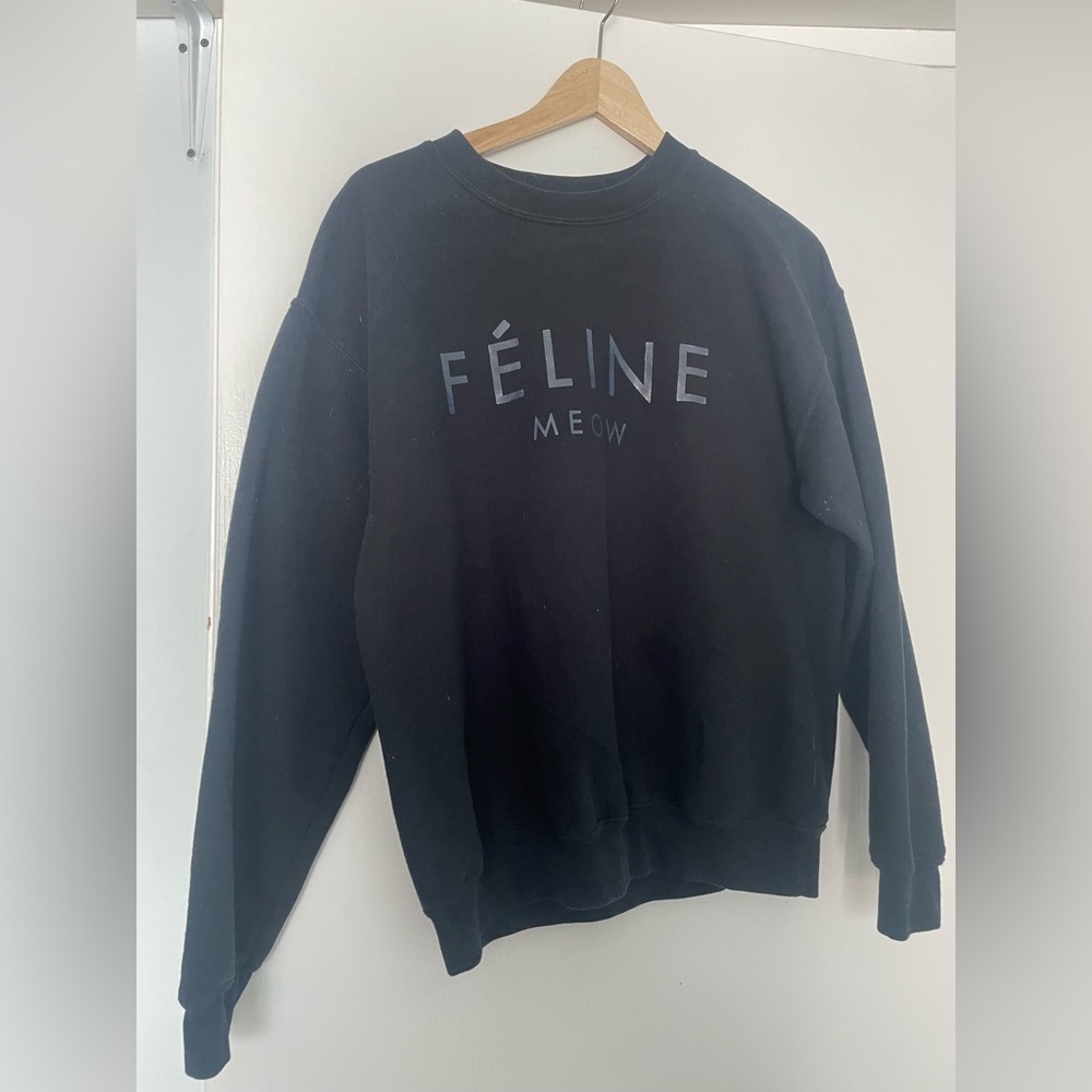 ‘Féline Meow’ Brian Lichtenberg Black Sweatshirt, Size M.